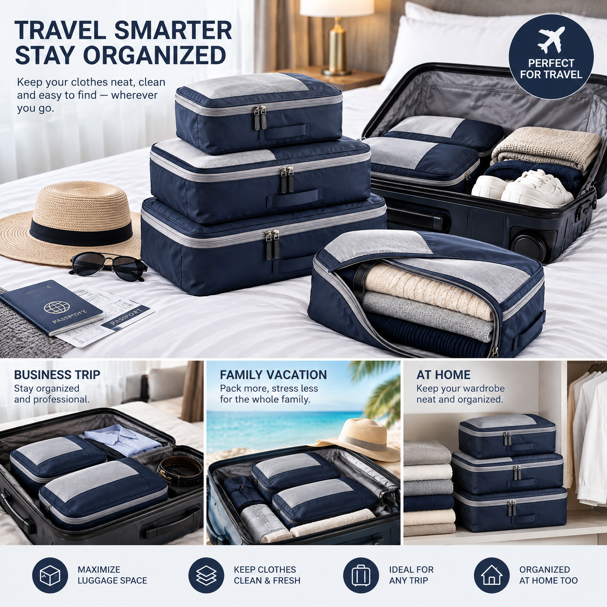 zyqvurel™ Four-Piece Mesh-Top Clothing Cube Set