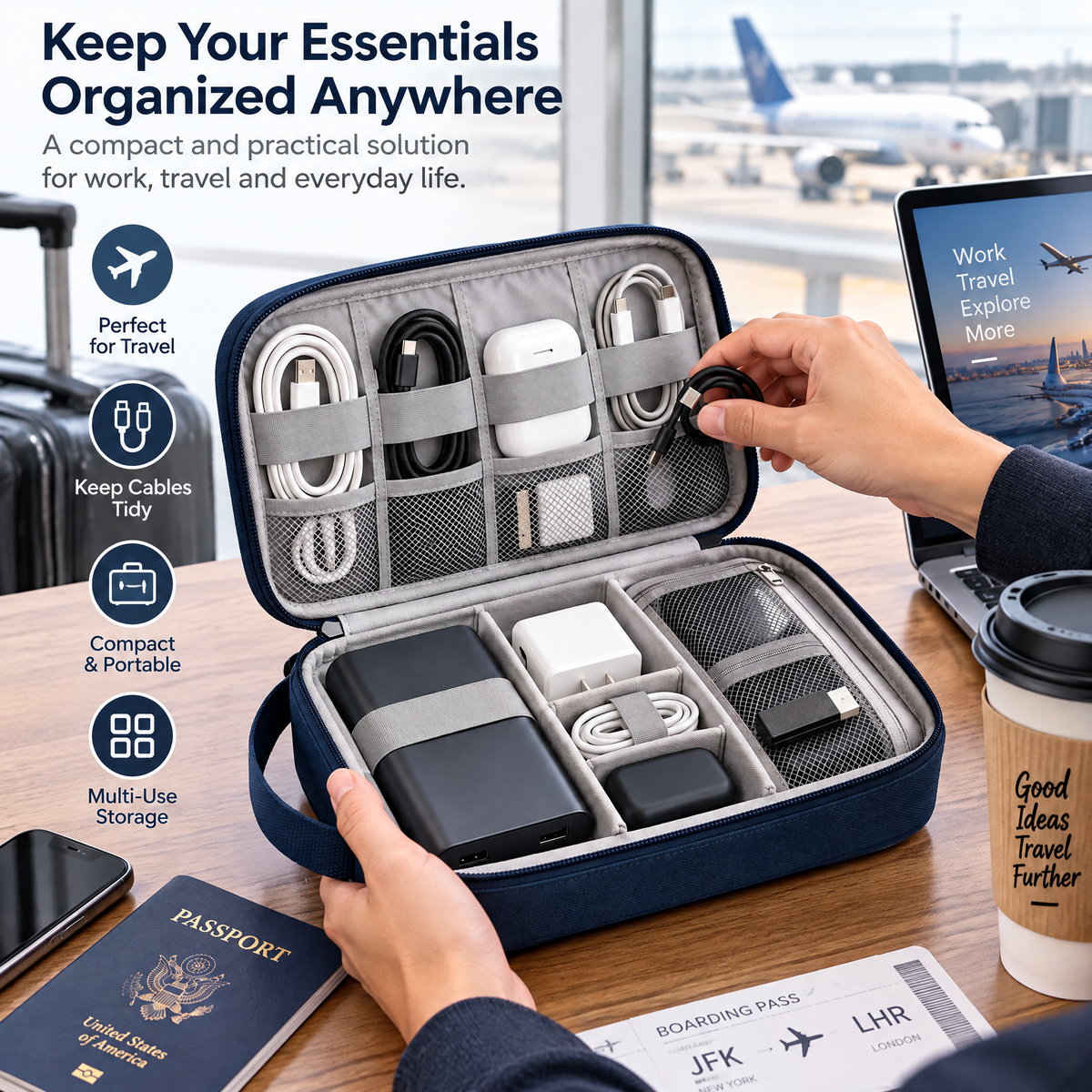 zyqvurel™ Travel Tech Cable and Charger Organizer