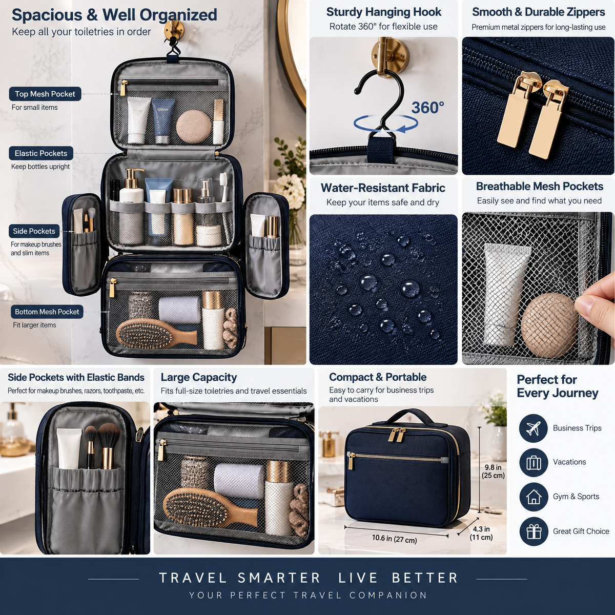 zyqvurel™ Hanging Travel Toiletry Organizer