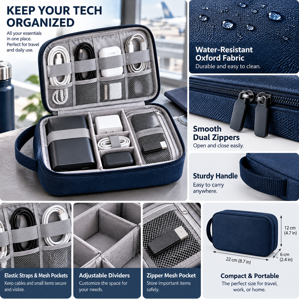zyqvurel™ Travel Tech Cable and Charger Organizer