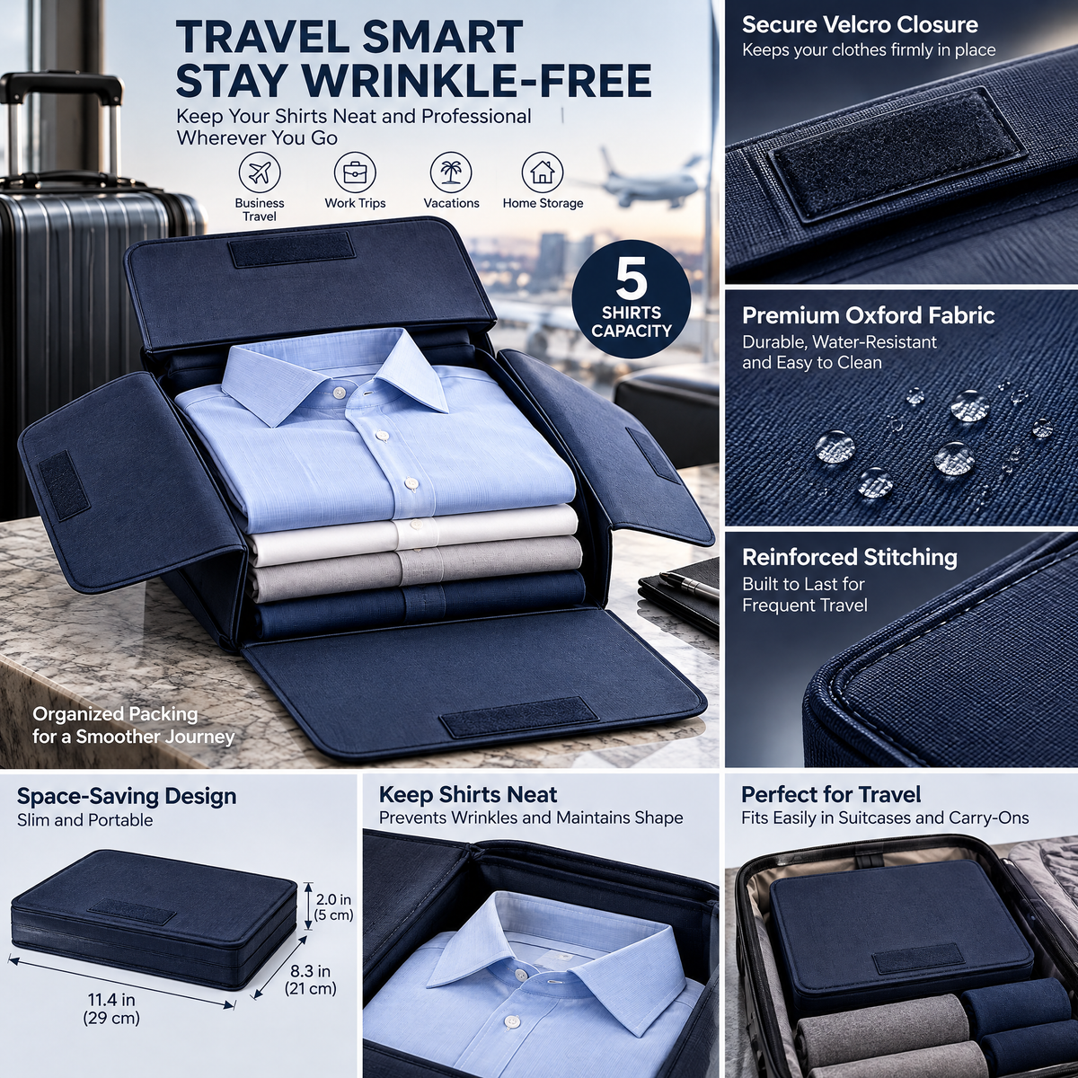 zyqvurel™ Fold-Over Travel Shirt Organizer