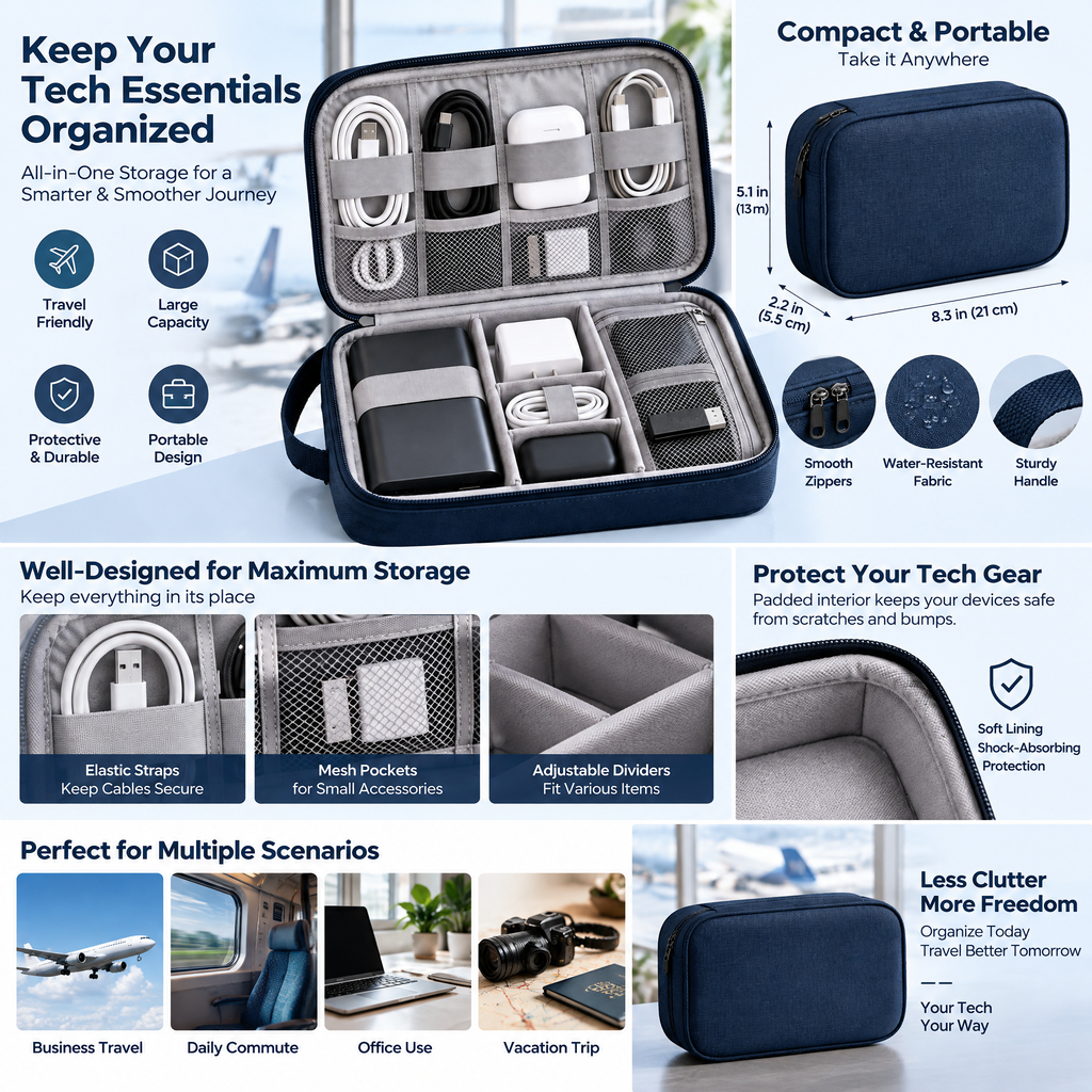 zyqvurel™ Travel Tech Cable and Charger Organizer