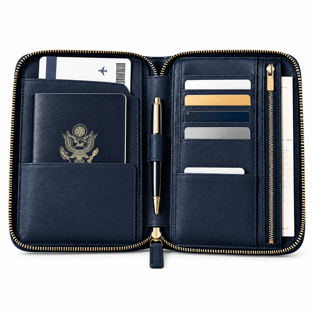 zyqvurel™ Zip-Around Passport and Travel Document Wallet
