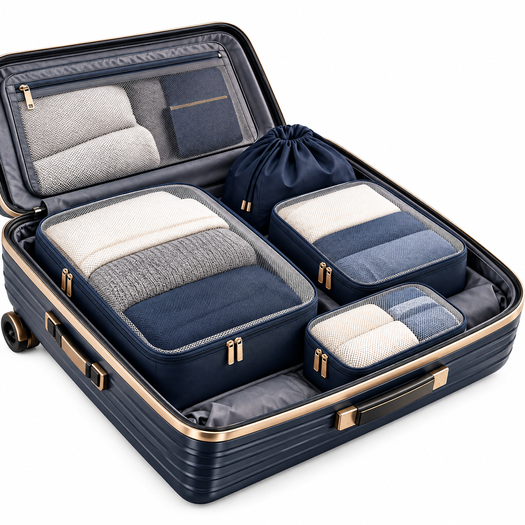 zyqvurel™ Navy Suitcase Packing Organizer Set