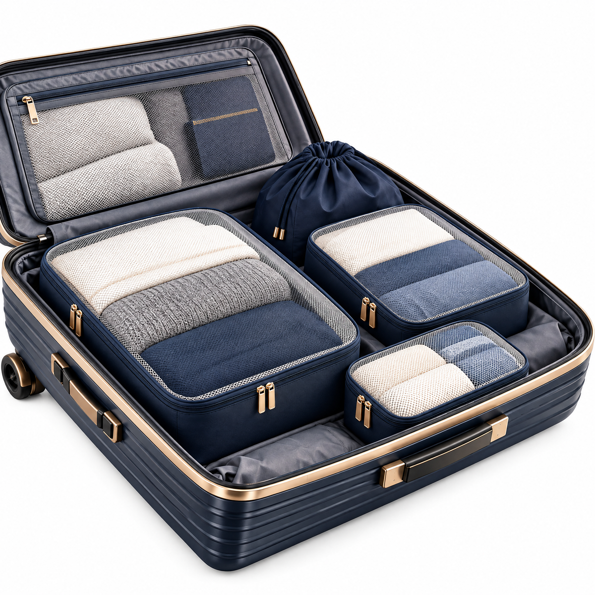 zyqvurel™ Navy Suitcase Packing Organizer Set