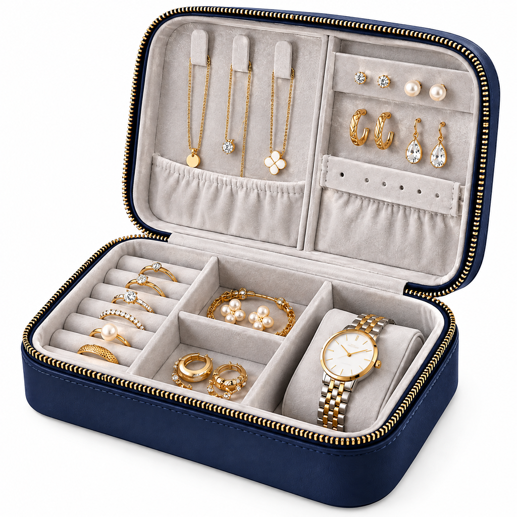 zyqvurel™ Compact Zip-Around Travel Jewelry Case