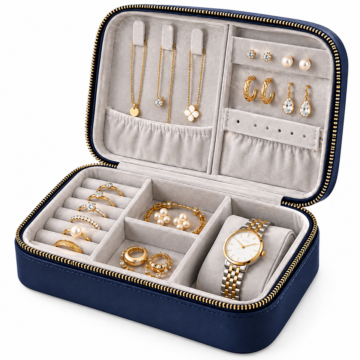 zyqvurel™ Compact Zip-Around Travel Jewelry Case