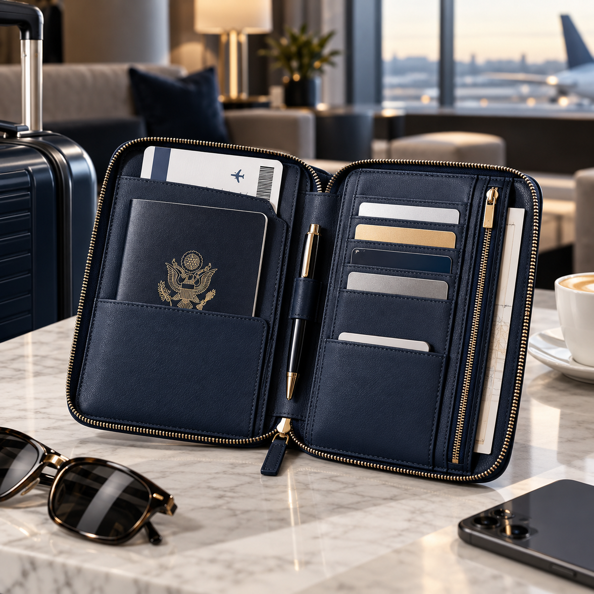 zyqvurel™ Zip-Around Passport and Travel Document Wallet