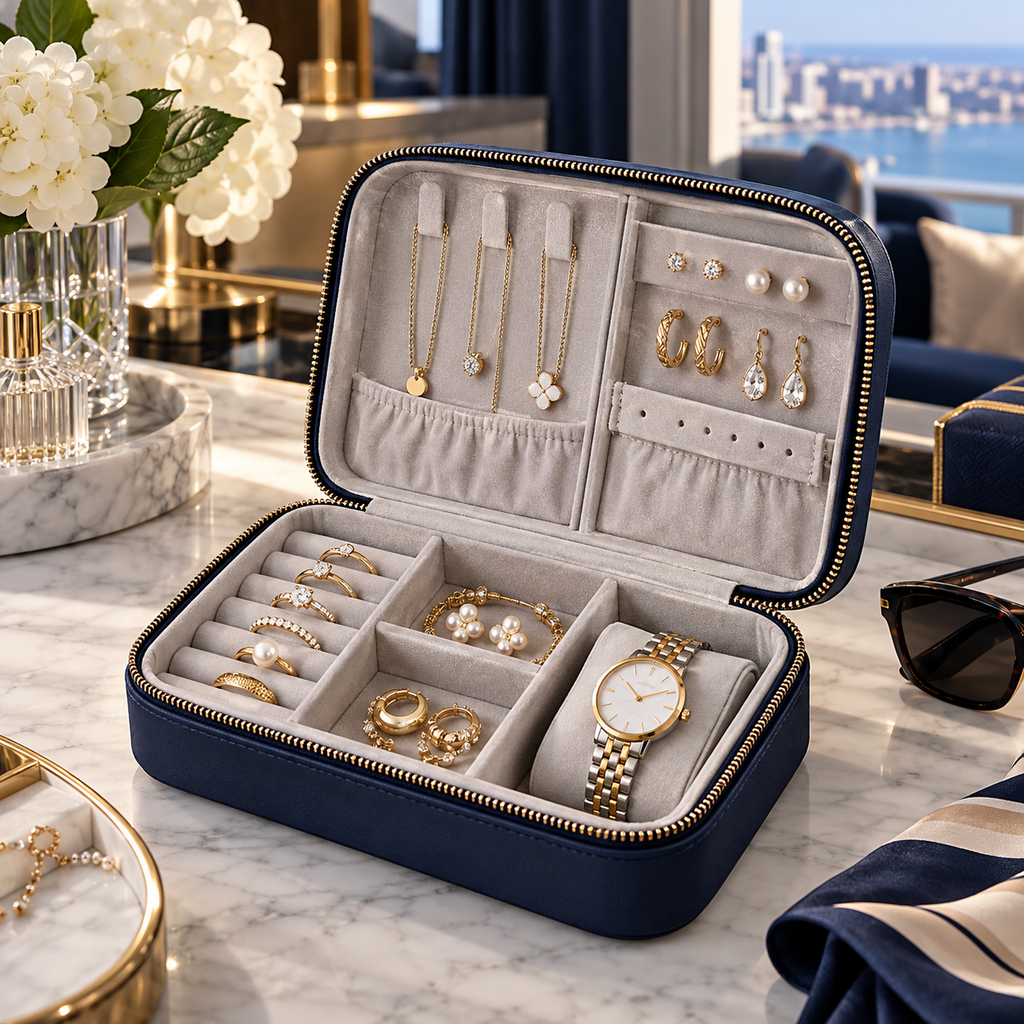 zyqvurel™ Compact Zip-Around Travel Jewelry Case